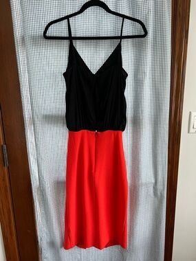 ASOS Black & Red Spaghetti Strap V-Neck Midi Dress